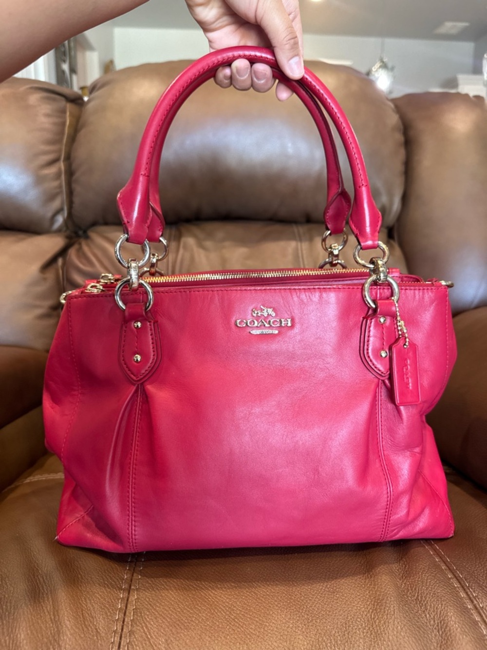 Coach Red Leather Satchel Handbag y2k vintage